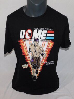 WWE John Cena GI Joe Theme Hustle Loyalty Respect Black Graphic T Shirt Mens XL